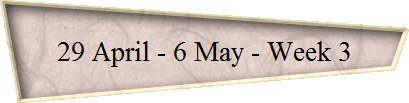 29 April - 6 May - Week 3